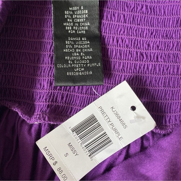 Design History Maxi Strapless Dress S Purple Floral Smocked Beach Resort Summery - Picture 7 of 7